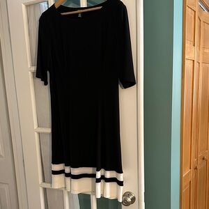 Chaps Black Dress with White Accents